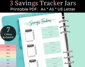 Printable Savings Tracker Sheet, Personal Savings Tracker, Saving Printable, Savings Challenge, Savings Jar, Money Challenge, A4 A5 Letter