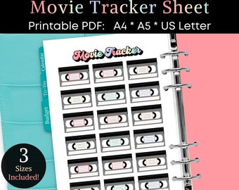 Movie Tracker Sheet Printable, Movie Log Bucket List, Movie Review, Film Watch List, Movies To Watch, Movie Night Planner, A4, A5, US Letter