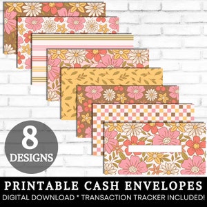 Cash Envelopes Printable, Cash Stuffing Envelopes, Retro Floral Money Envelopes, Budget Envelopes, Sinking Funds, Paycheck, DIGITAL DOWNLOAD