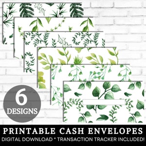 Printable Cash Envelopes, Cash Stuffing, Foliage Greenery Fern Money Envelopes, Paycheck Budget Envelopes, Sinking Funds DIGITAL DOWNLOAD