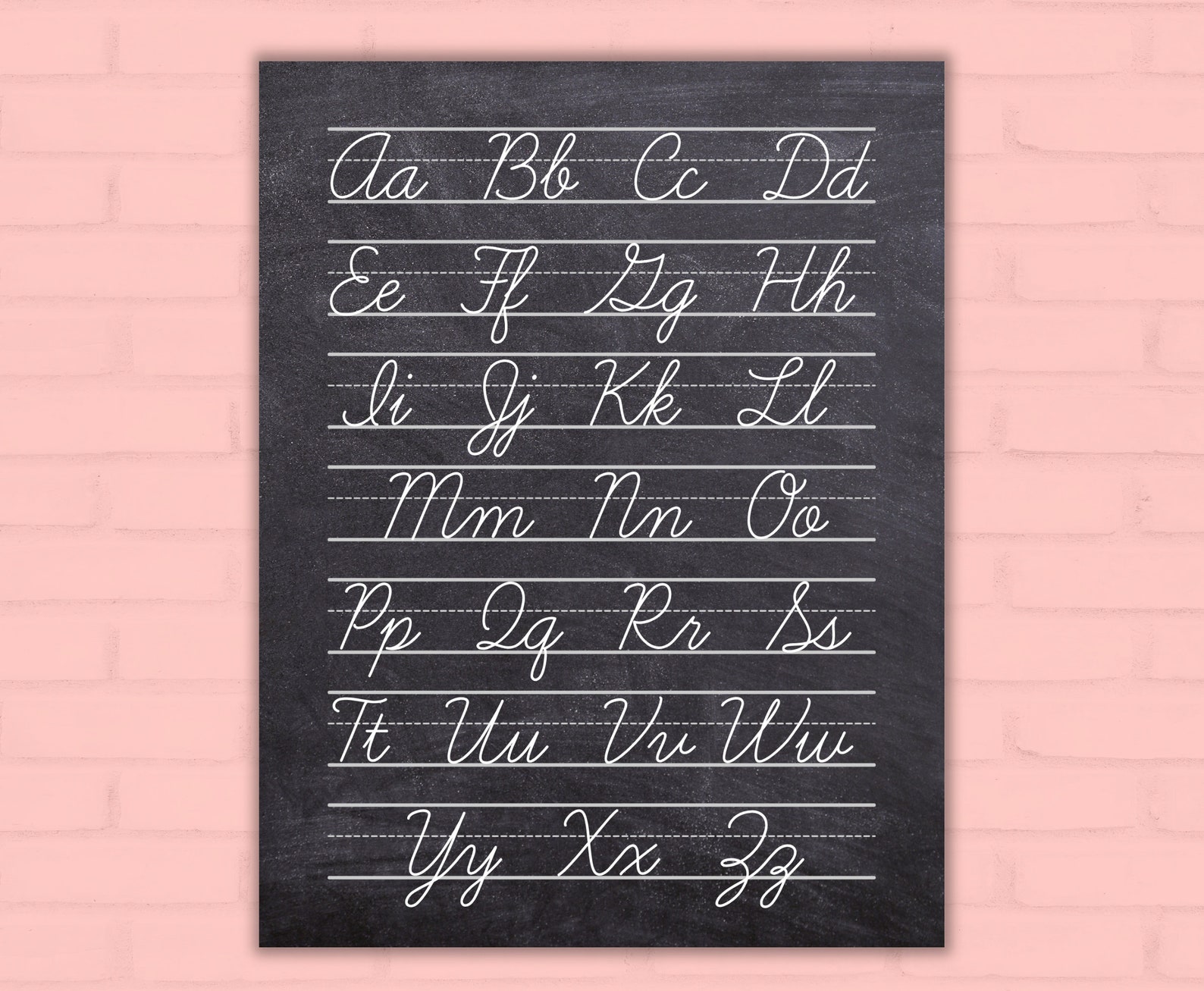 Cursive alphabet chart handwriting practice cursive etsy uk
