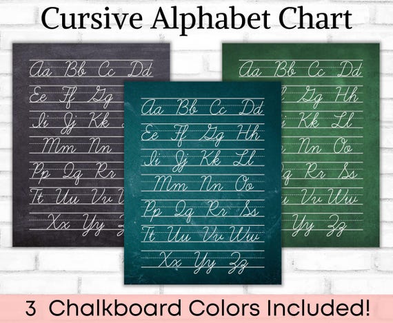 Cursive Alphabet Chart, Handwriting Practice Cursive Worksheet, Cursive Alphabet Poster, Cursive Alphabet Print, Digital Download Printable