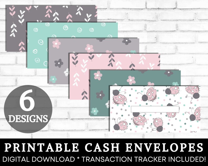 Cash Envelopes Printable, Cash Envelope System, Cute Ladybugs Flowers Cash Envelopes, Budget Envelopes Printable, Set of 6, INSTANT DOWNLOAD image 10