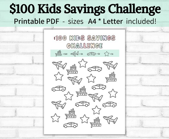 Printable Kids Savings Chart Kids Savings Tracker Kids - Etsy