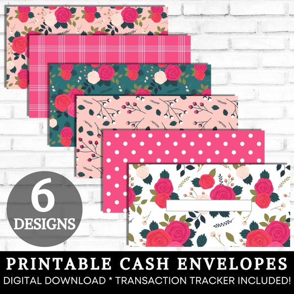 Printable Cash Envelopes, Cash Stuffing, Cute Pink Roses Bouquet Money Envelopes, Paycheck Budget Envelopes, Sinking Funds, DIGITAL DOWNLOAD