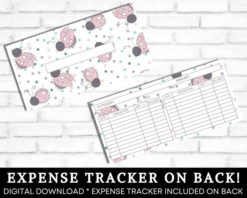 Cash Envelopes Printable, Cash Envelope System, Cute Ladybugs Flowers Cash Envelopes, Budget Envelopes Printable, Set of 6, INSTANT DOWNLOAD image 3