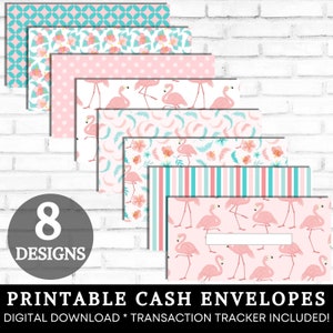 Printable Cash Envelopes, Cash Stuffing, Cute Summer Pink Flamingo Money Envelopes, Paycheck Budget Envelopes Sinking Funds DIGITAL DOWNLOAD