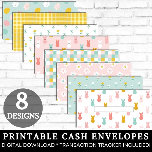 Cash Envelopes Printable, Cash Stuffing Envelopes, Pastel Easter Bunny Money Envelopes, Budget Envelopes Budget By Paycheck INSTANT DOWNLOAD