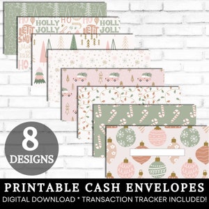 Christmas Cash Envelopes Printable, Cash Envelope System, Pastel Christmas Money Envelopes, Budget Envelopes Printable, DIGITAL DOWNLOAD