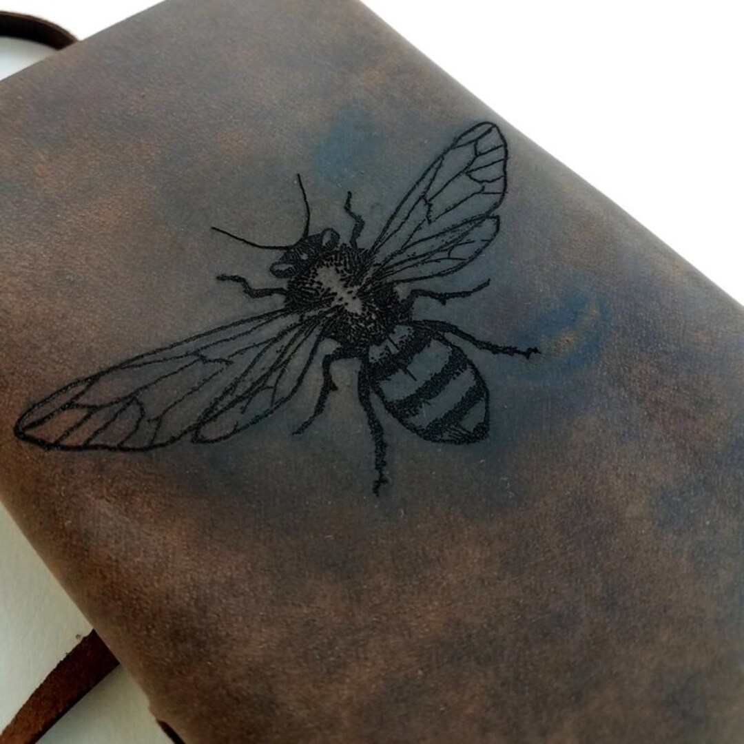 Honey Bee Leather Journal With Cord Unlined Paper Etsy