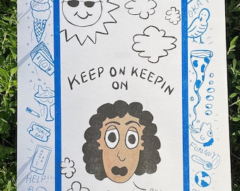 Hand Drawn 4 Color Risograph Poster 11x17" Brown Girl Existential Vibes