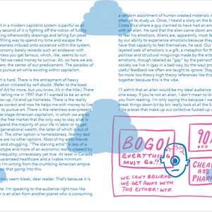 May include: A hand-drawn illustration of a cartoon face with one eye, surrounded by text that reads "BOGO EVERYTHING MUST GO!! WE CAN'T BELIEVE WE GET AWAY WITH THIS EITHER! WTF."  There are two other text boxes, one that reads "90% OFF" and the other that reads "CHEAP ASS PHARMA".