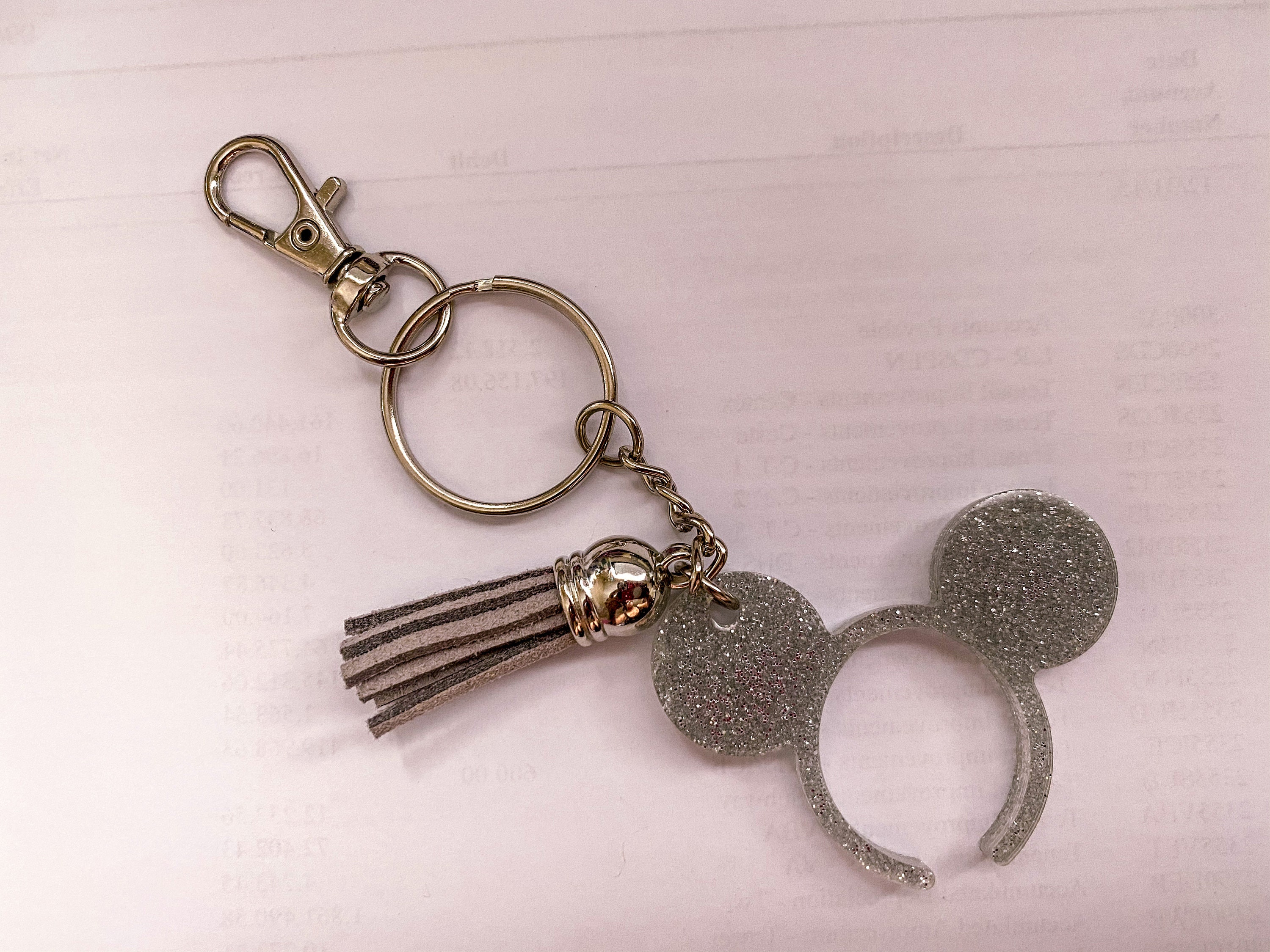Tassel Mono keyring Mickey 3D KeyChain Bag Charm keychain Brown