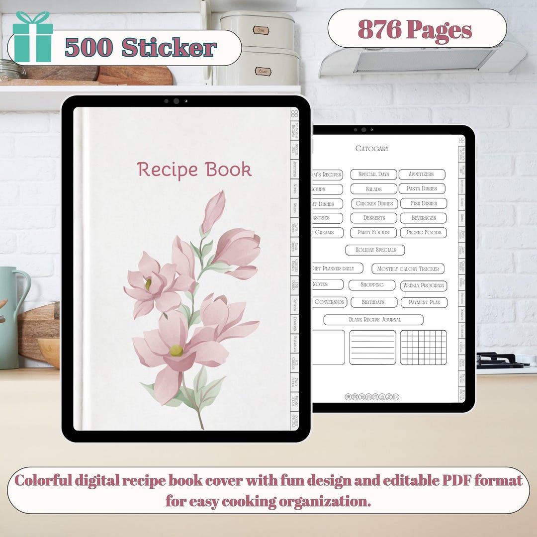 Mega Recipe Planner | 876-page Digital Recipe Book With 16 Categories ...