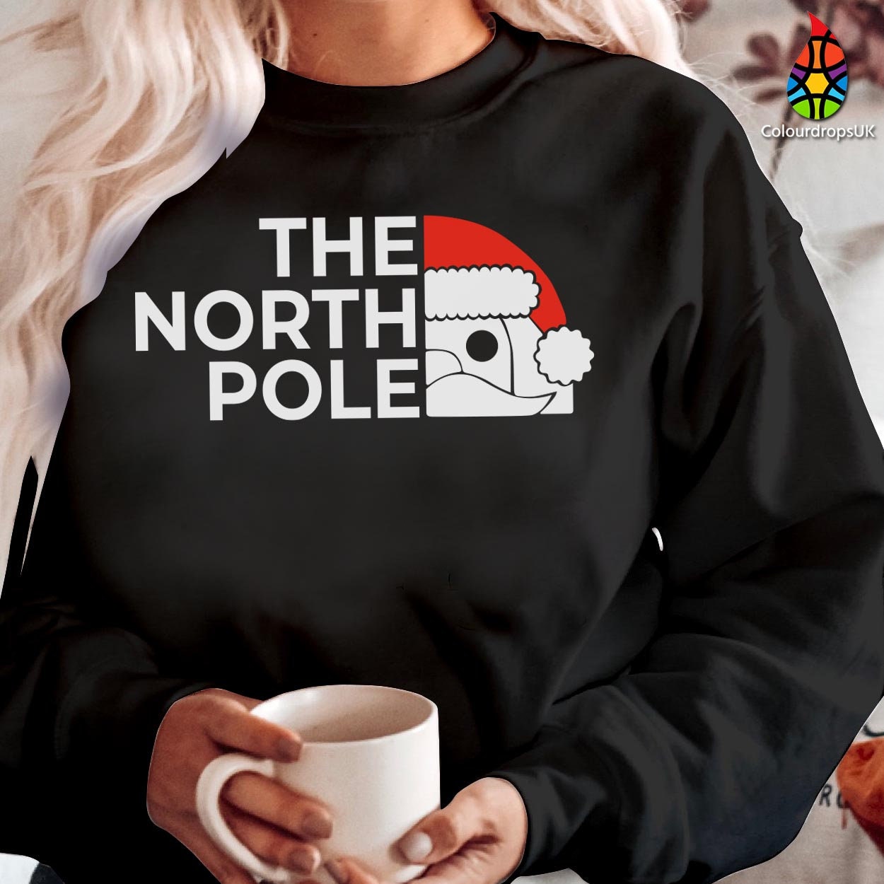 ColourDropsUK Sweatshirt 5226 The North Pole Christmas Sweatshirt Premium Christmas Jumper Funny Lapland Gift for Kids Mens Womens Christmas Crewneck