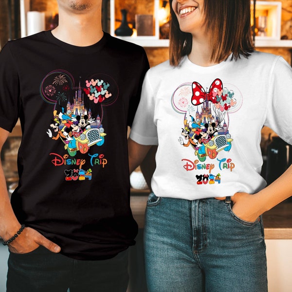 T-SHIRT (3201) Vacances en famille Tour 2024 Voyage en famille 2024 Vacances en famille 2024 Voyage Disney 2024 T-shirt Mickey Minnie Disney pour couple en famille,