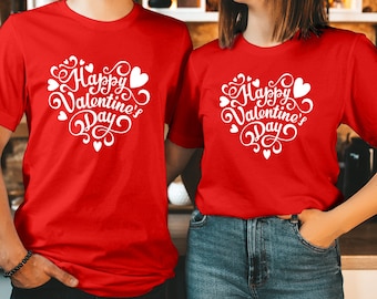 TSHIRT (1560) HAPPY Valentine’s Day HEART T-Shirt Love Cute Sweet Boyfriend Girlfriend Funny Men Women Couple Matching Gift T Shirt
