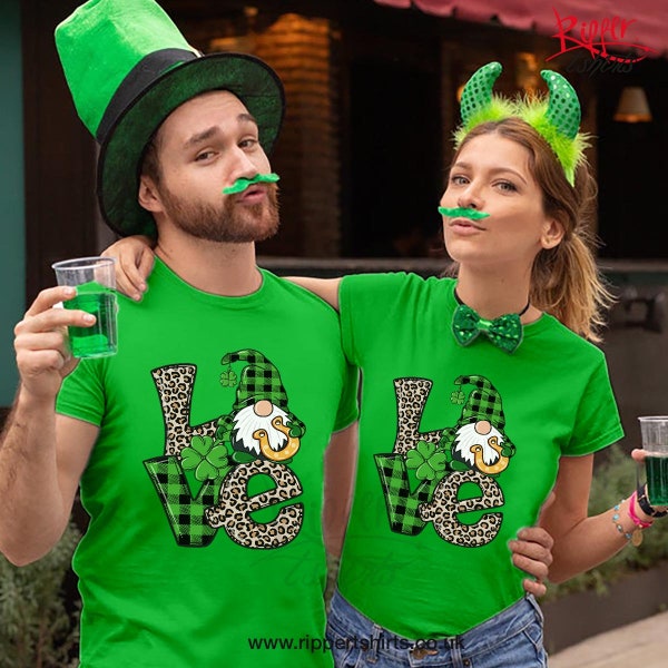 Tshirt (190) Saint Patrick's Day St. Shirt St Patrick's Day Love Gnome Plaid Leopard  Lucky Irish Shamrock Leaf Clover Flag shenanigans Beer