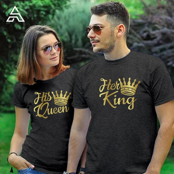 TSHIRT 1503 His QUEEN Her King Couple Matching Shirt Valentines Day  Valentine's Day Tshirt Women's Men's Him Her Girlfriend Birthday -   Israel