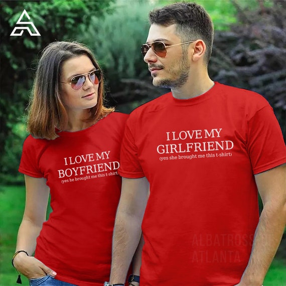 I LOVE MY Girlfriend Boyfriend Couple Matching shirt San Valentino San  Valentino tshirt Donna Uomo Lui Il suo compleanno Anniversario 1517 -   Italia