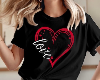 TSHIRT (1662) HEART LOVE Valentine's Day T-Shirt Heart Valentine Tee Funny Valentines Day Men Women Couple Matching Gift T Shirt