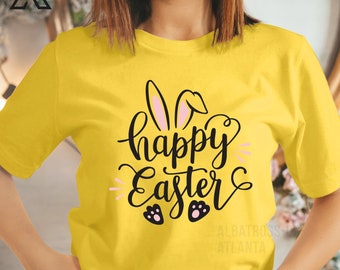 TSHIRT (1039) Happy Easter Bunny Ears Cute Rabbit Easter Egg Bunnies Sunday  Kids Children Women T Shirt