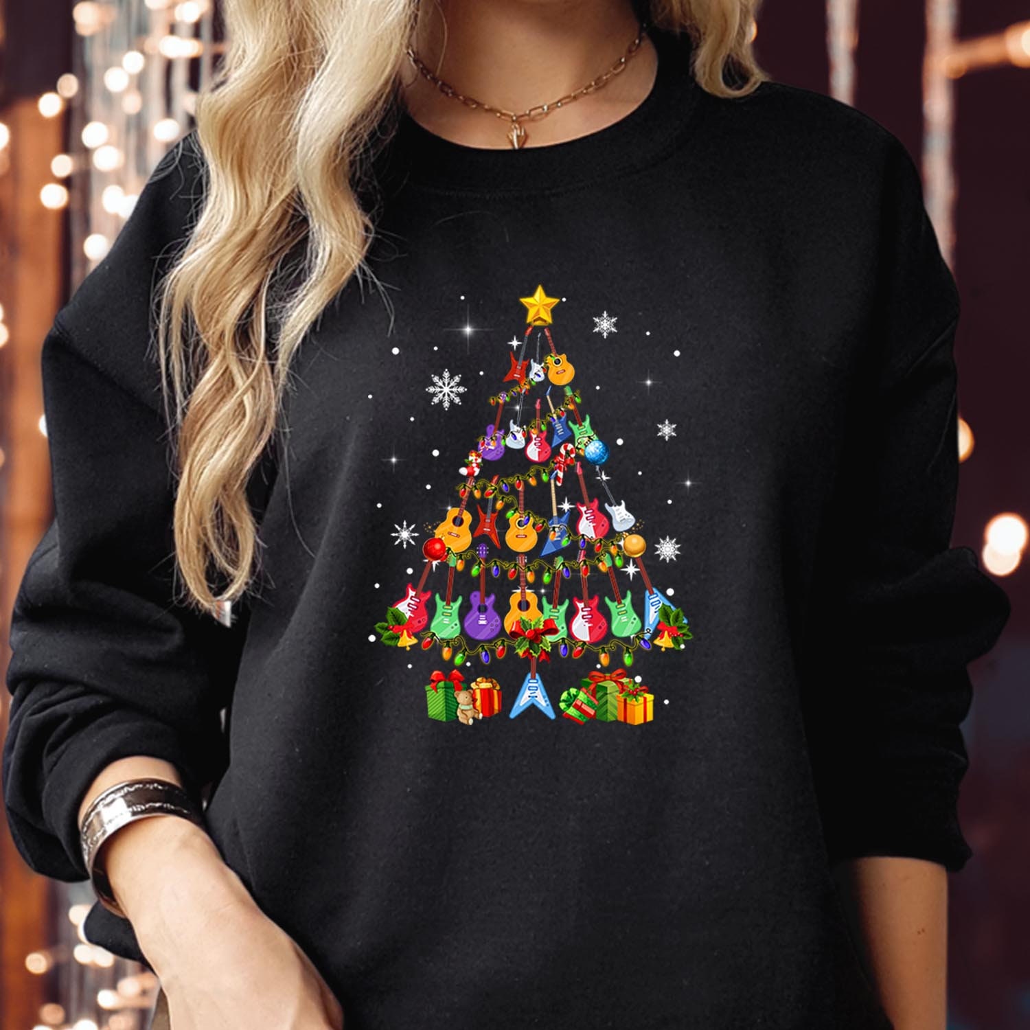 SWEATSHIRT 5003 GUITAR CHRISTMAS Tree Sweatshirts Theater Musical Snowflakes Music Lover Funny Men Women Kids Gift Merry Xmas Jumper Etsy