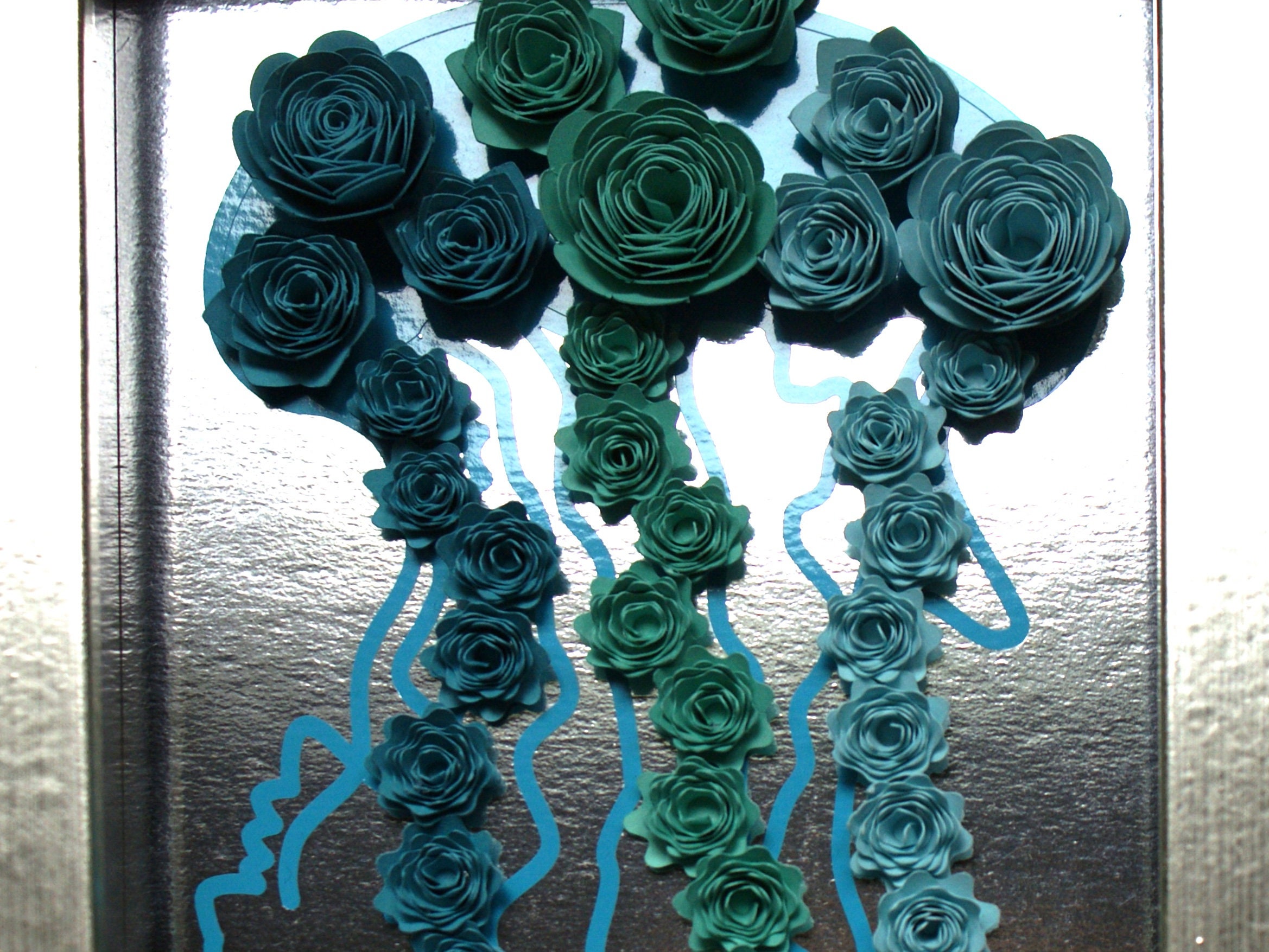 Jellyfish art / jellyfish wall decor / blue flower art / ocean | Etsy