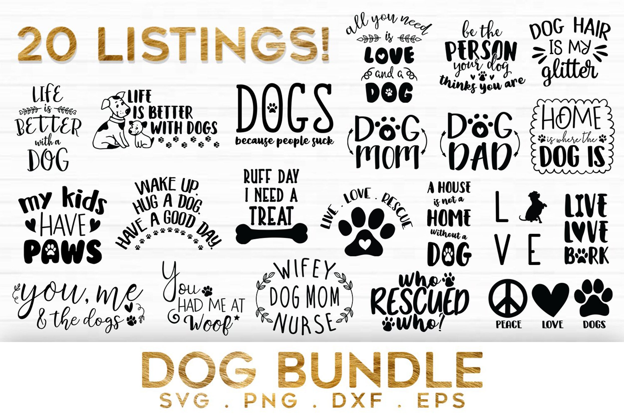 DOG Bundle SVG File Funny Quotes Vector Printable Clipart - Etsy UK