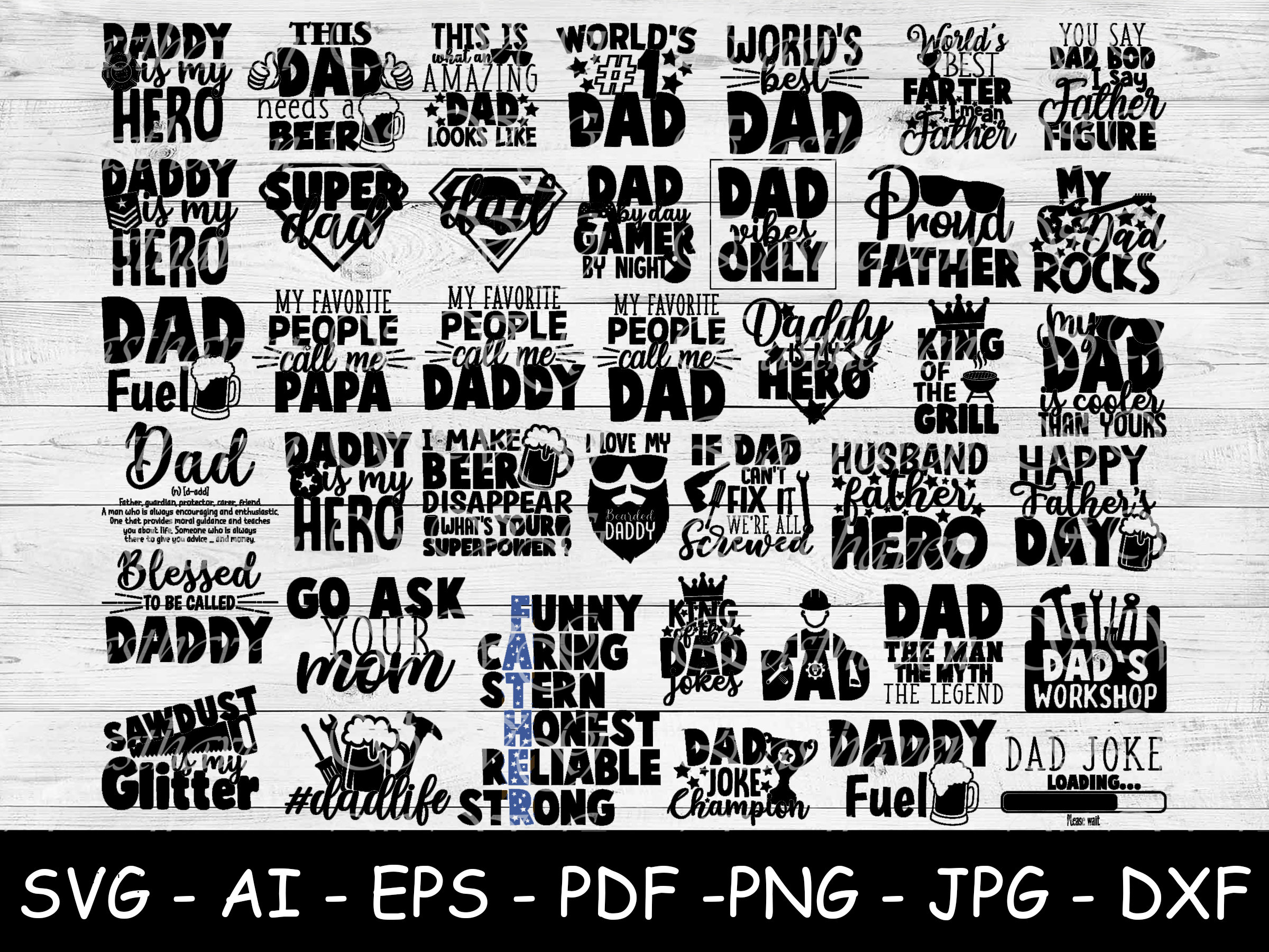 40 Dad Funny Quotes Big Bundle Svg Files Dad Life Vector Etsy UK