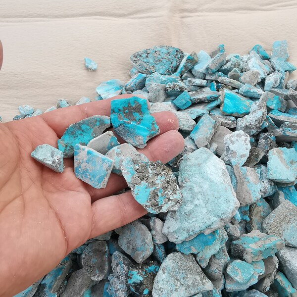 Wholesale Blue Natural Pyrite Turquoise Rough Slabs for Jewelry - Blue Turquoise Stones - Collectible Slabs