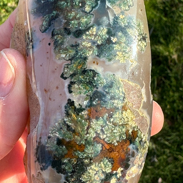 Moss Agate Gemstone Slab for Jewelry Making - Natural Agate with Green Moss - 100% Natural and High Qualiity