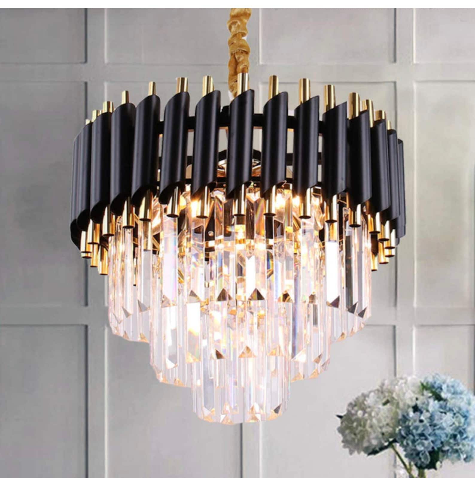 Modern Crystal Chandelier Light 3 Tiers Raindrop Crystals Etsy