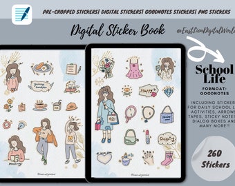 Pre-Cropped Digital Stickers | GoodNotes Stickers | PNG Stickers | School Life