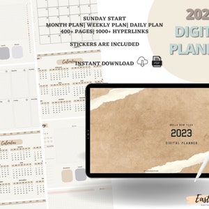 2023 Digital Planner| GoodNotes Planner| Dated Planner| Sunday Start| Weekly Planner| Daily Planner| Instant Download