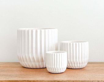 Madison Ceramic Planter Pot, Glossy White Color Indoor Planters, Housewarming Home Decor Gifts, Succulent Planters, Flower Pots