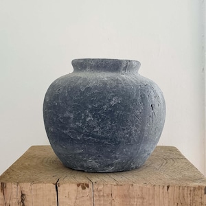 Terracotta Vessel, Charcoal Black Vase, Wabi Sabi Home Decor, Minimalist Sculptural Accent, Elna