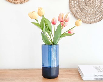 Twilight Ceramic Vase and Planter, Two Tone Reactive Glaze Ceramic Planters Vases, Housewarming Home Decor Gifts, Flower Vase