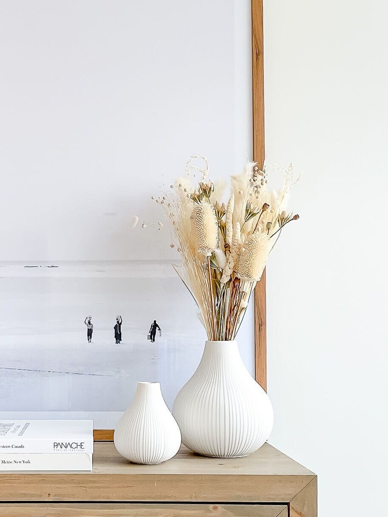 Sphere Ceramic Vases For Flowers, Home Decor Ceramic Vase, Table Decor image 1