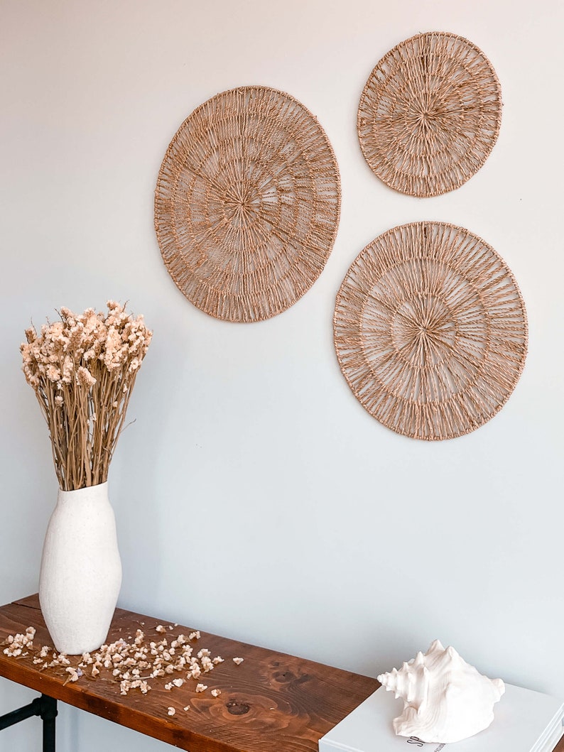 Seagrass Sphere Set of 3 Boho Wall Hanging Decor Large Etsy