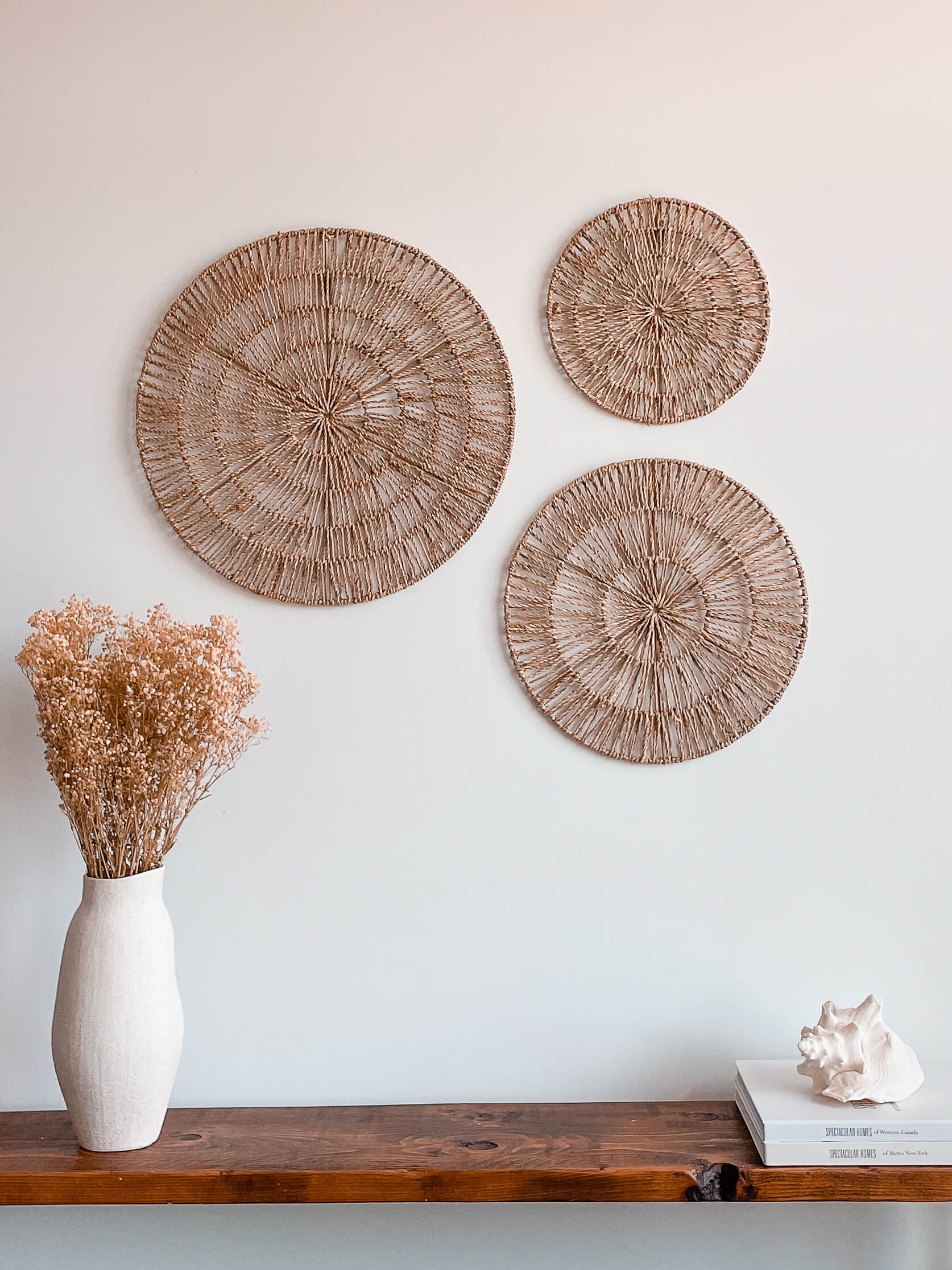 Seagrass Sphere Boho Wall Decor Set of 3 Wall Hanging Large Etsy Canada
