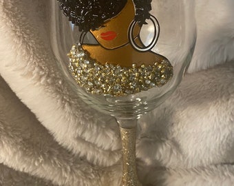 Bling Custom Handmade Long-stem Wine Glasses