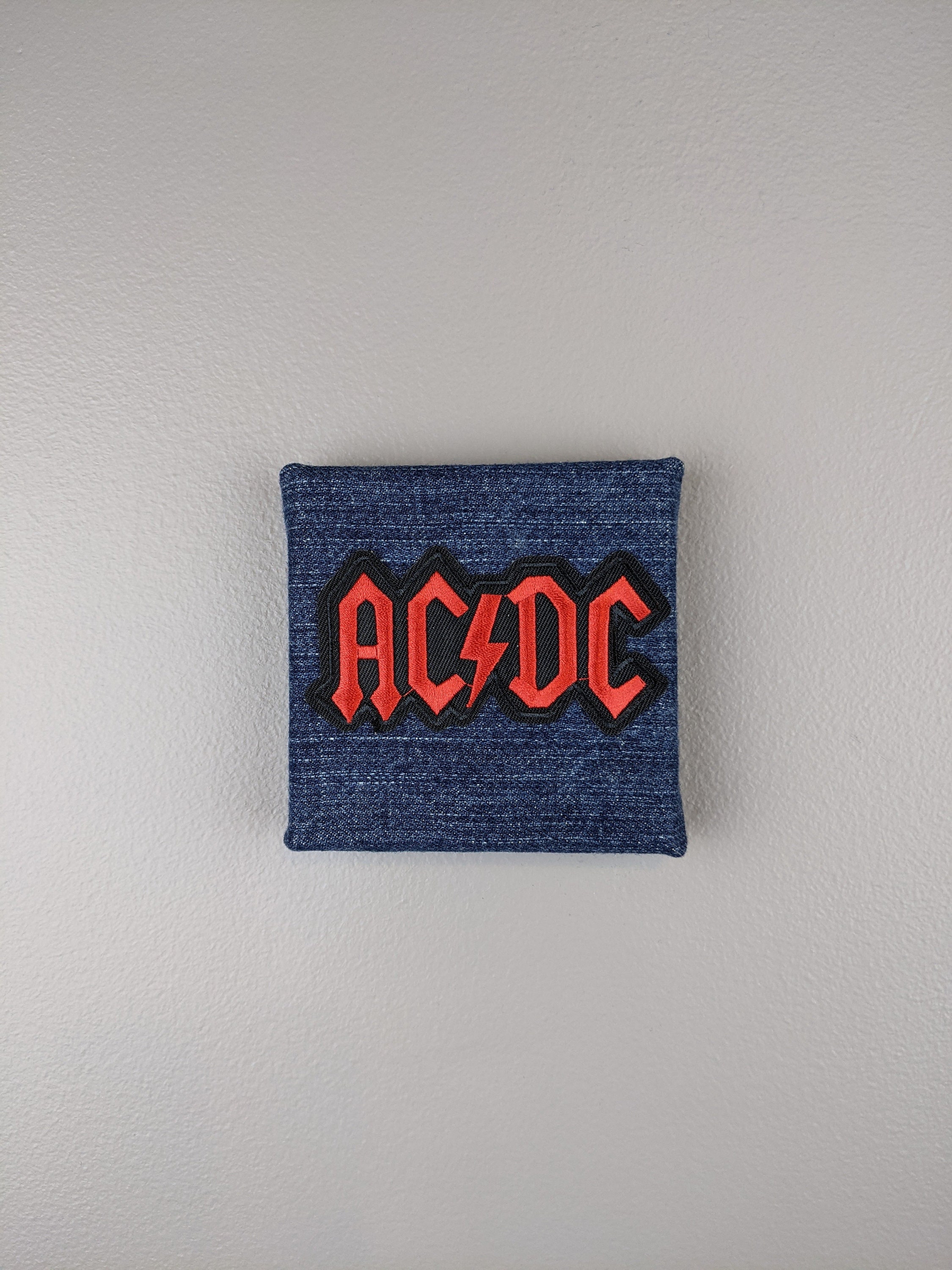 ACDC Patch Repurposed Wall Art Handmade Wall Hanging from | Etsy