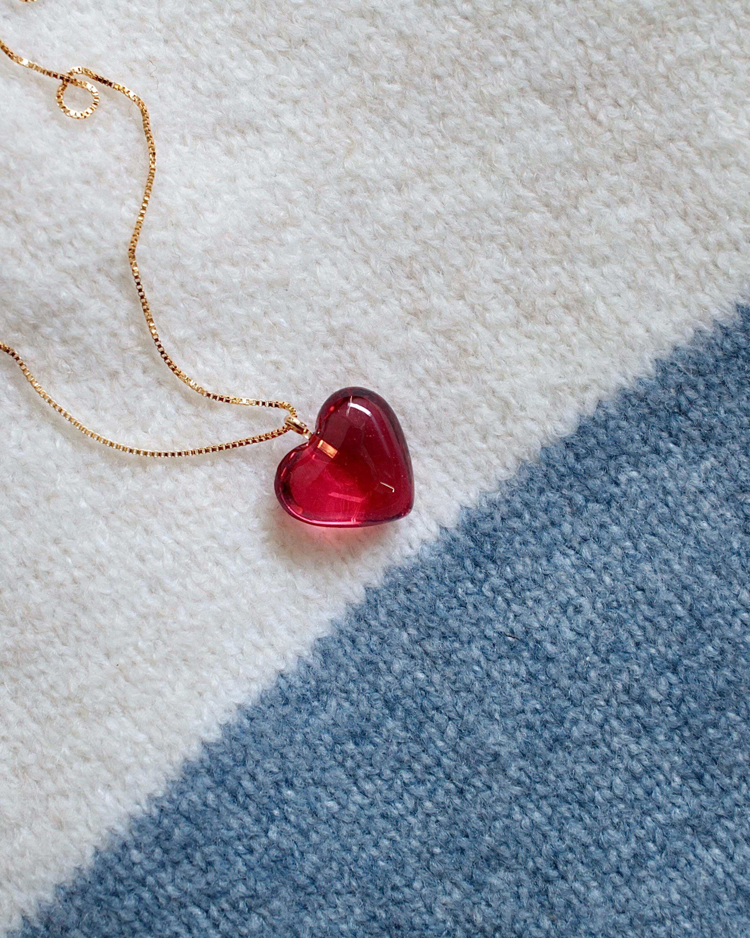 Red heart necklace, gift for her, 14k gold filled, valentine's day gift, resin charm, birthday gift, wife, girlfriend, friend, anniversary