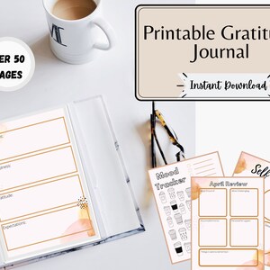 Printable Gratitude Journal- Gratitude Notebook, Manifestation Planner, Thankful Journal, Self Care, Mental Health, Digital Download