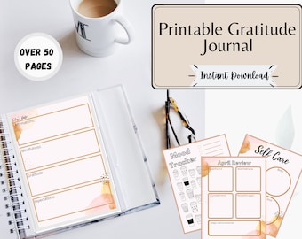 Diario de gratitud imprimible- Cuaderno de gratitud, Planificador de manifestaciones, Diario agradecido, Cuidado personal, Salud mental, Descarga digital