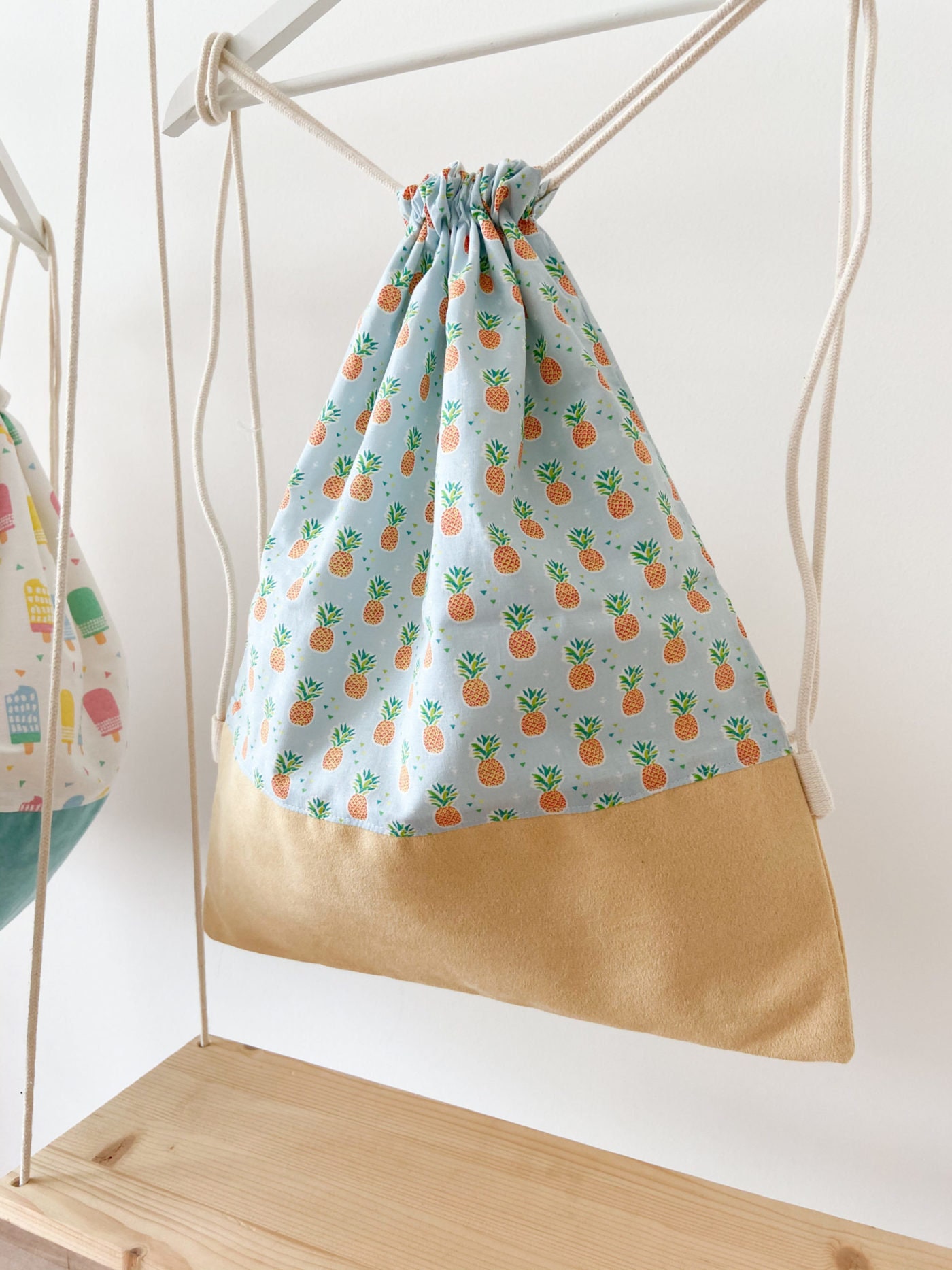 VEGAN Mini Gym Bag Children's gym bag with pineapple and Etsy