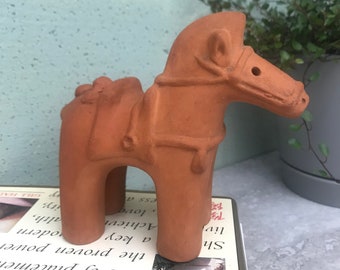 Vintage model of Japanese Haniwa horse terra-cotta Kofun period ca. 4-6th c CE. Clay Japanese art