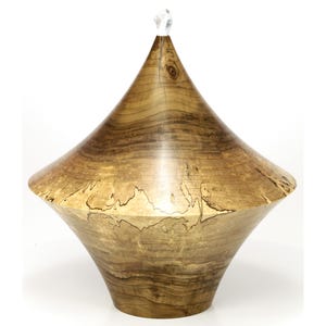 Companion Wooden Urn Exclusive and Unique Art Handcrafted from Walnut Wood Decorated with Crystal Quartz (vol. 450 in3 = 7,38 L)