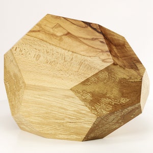 Extra Large Geometric Freeform Wooden Cremation Urn Handmade from Natural Beech (vol. 302 in3 = 4,95 L)